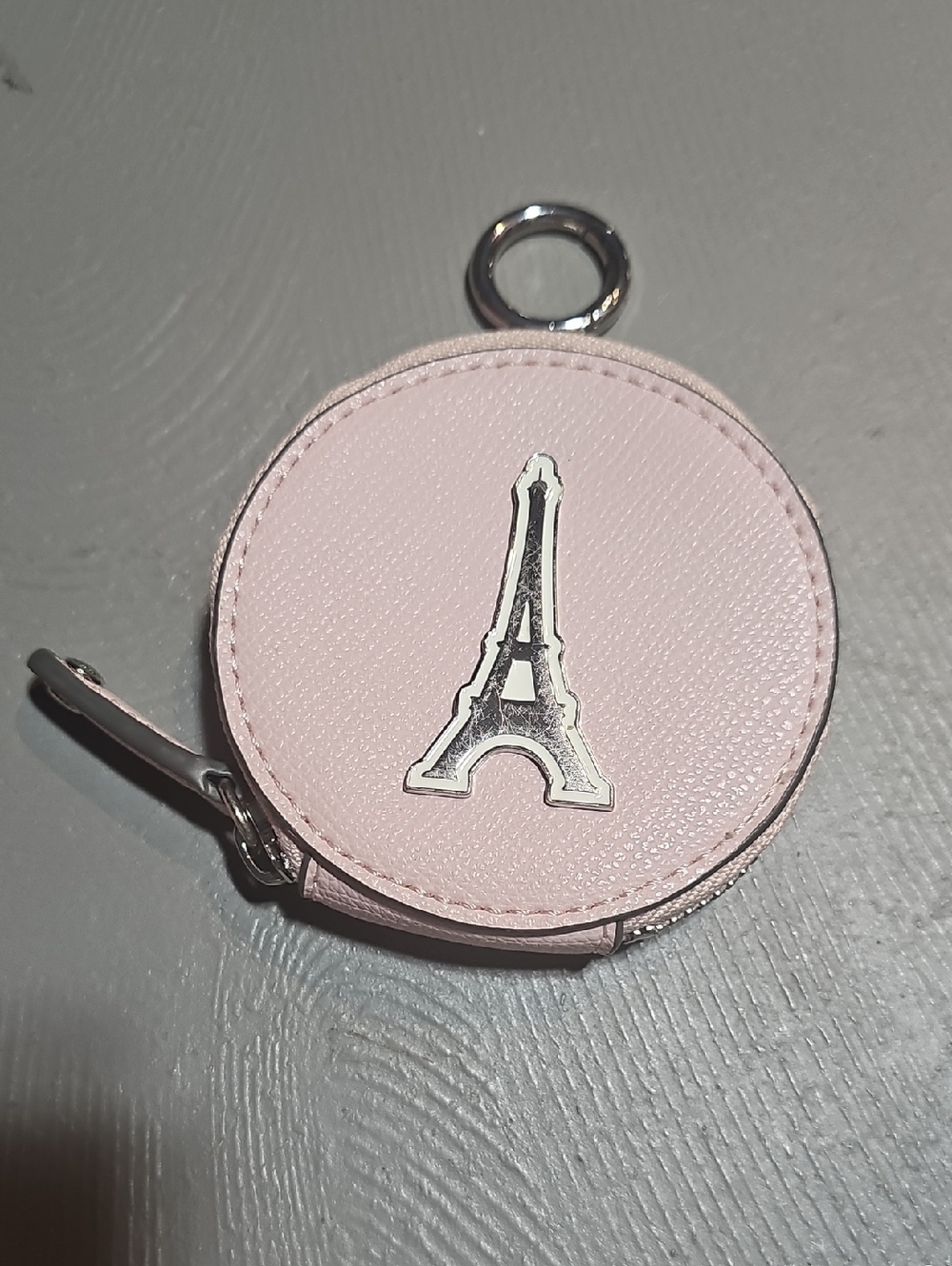 EUC Karl Lagerfeld Paris Pink Eiffel Tower Round Purse Bag Charm